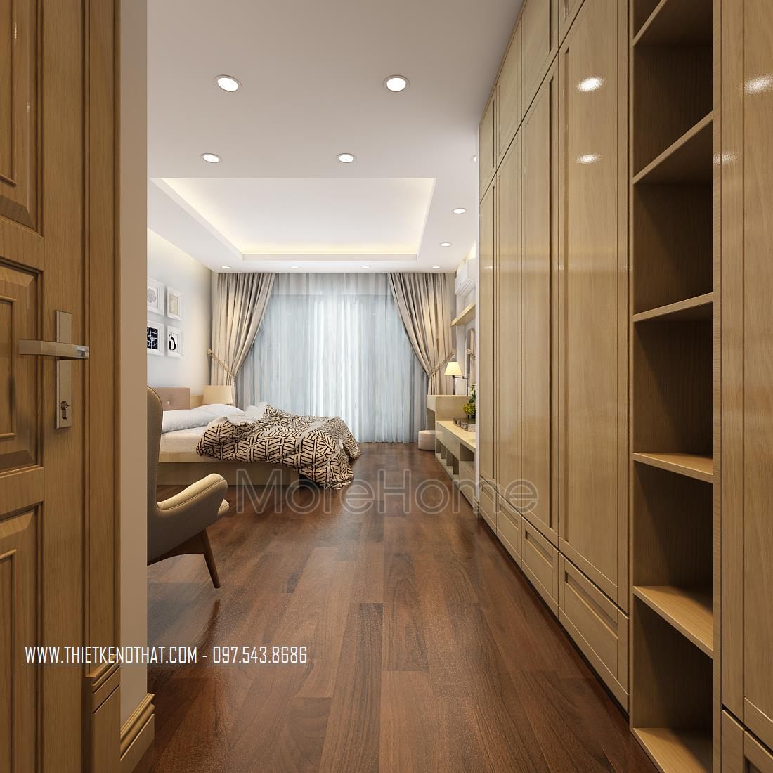 Thiết kế nội thất phòng ngủ nhà phố Long Biên